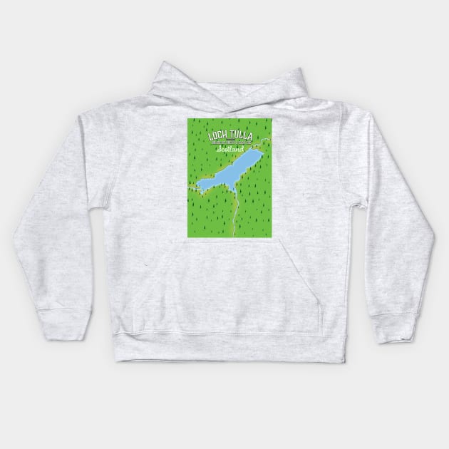 Loch Tulla Scotland map Art Print Kids Hoodie by nickemporium1